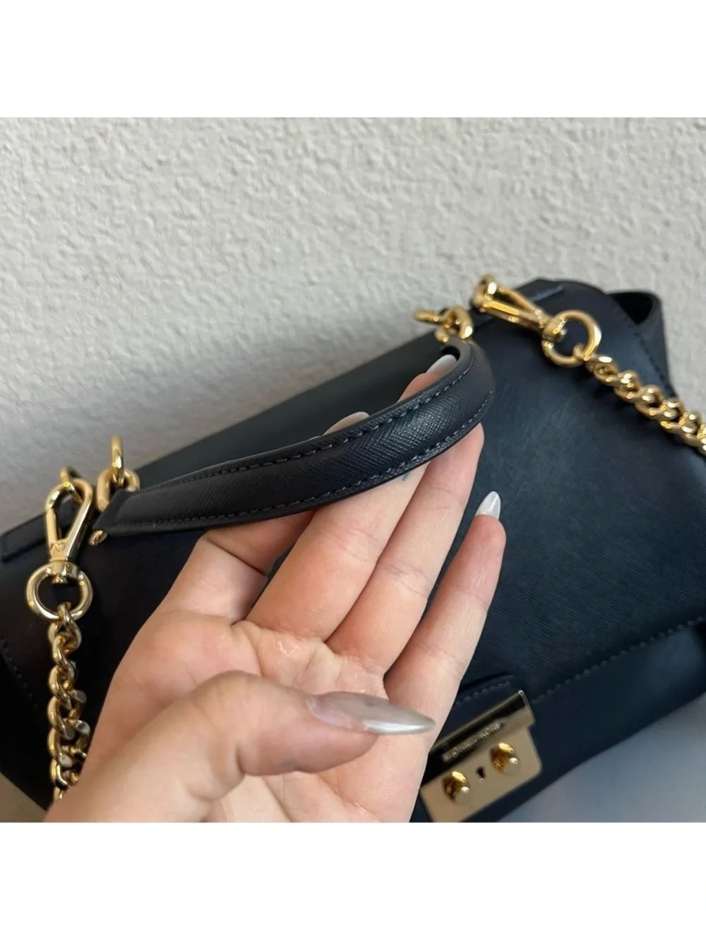 MICHAEL KORS Blue Selma Mercer Raven Bedford Chain Satchel Crossbody